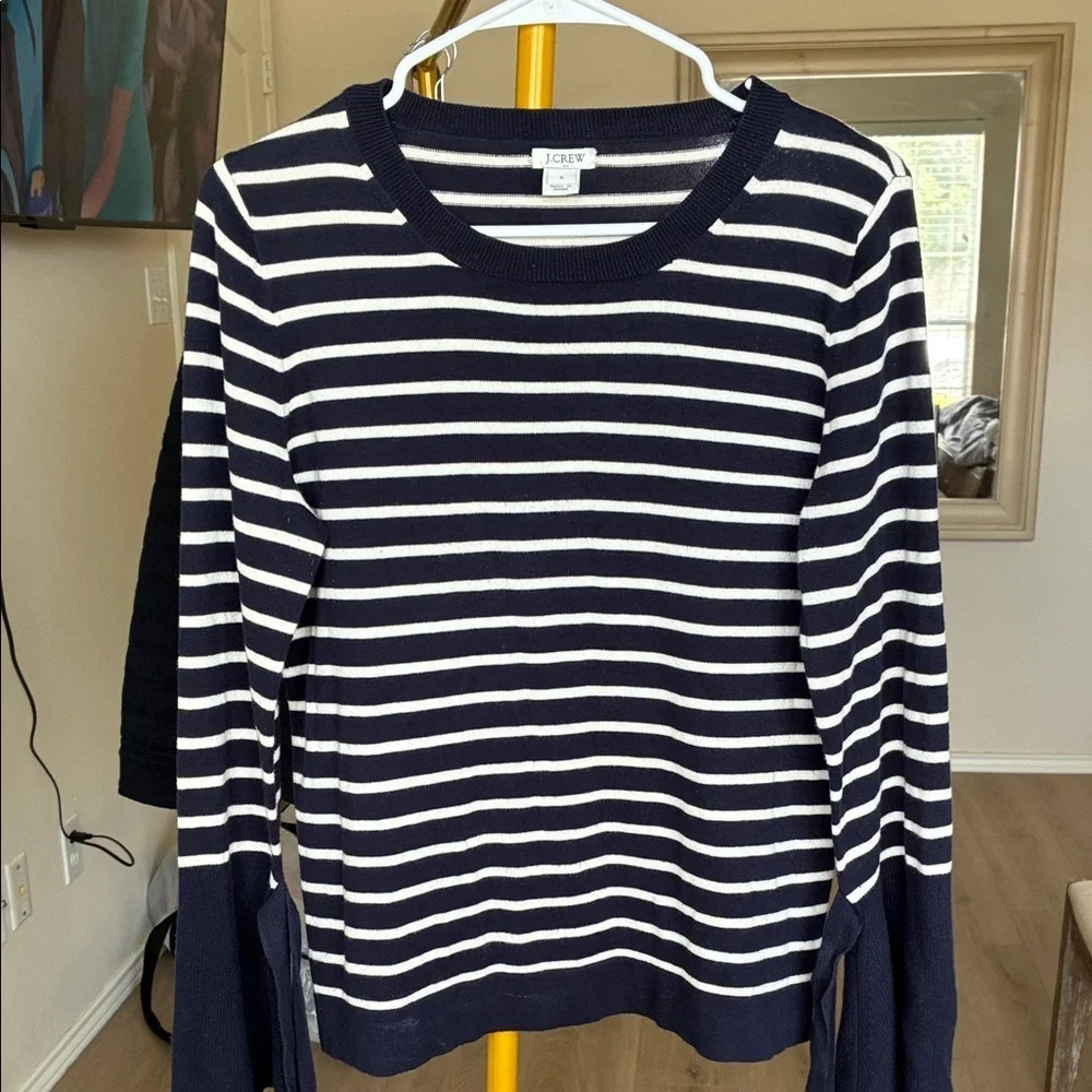 J. Crew Classic Navy and White Striped Top